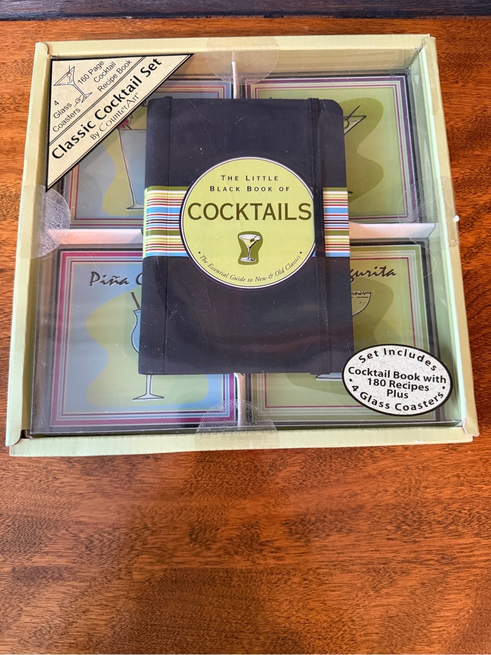 CounterArt Classic Cocktail Coasters and Recipe Book Boxed Gift Set